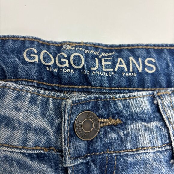 GOGO Distressed Raw Hem Straight Women's size 11 Medium Blue Denim jeans - Picture 2 of 4